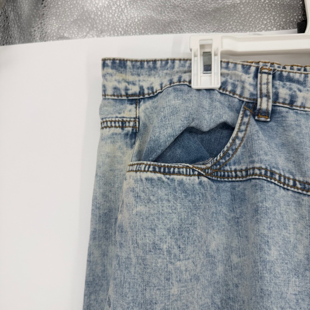 BAR x POL Hot Shot Pant Wide Leg Women 2XL Blue Acid Wash Patchwork Grunge Denim - Picture 4 of 9